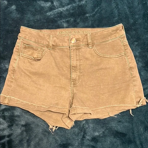 American Eagle Outfitters GREEN Hi-Rise Shortie Denim Shorts size 8 - Picture 1 of 12